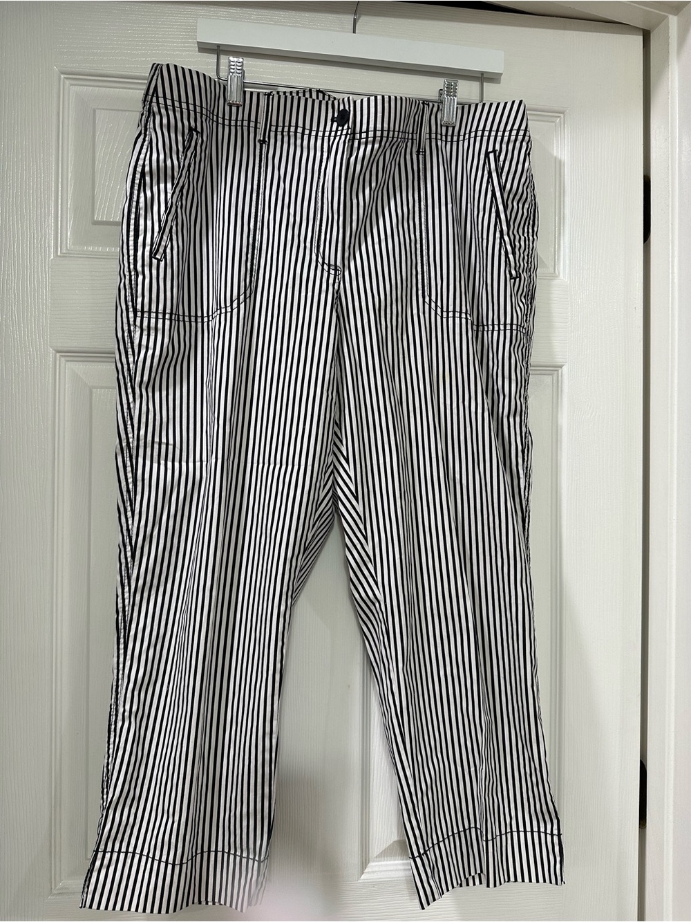 Chico’s Black & White Vertical Stripe Pants